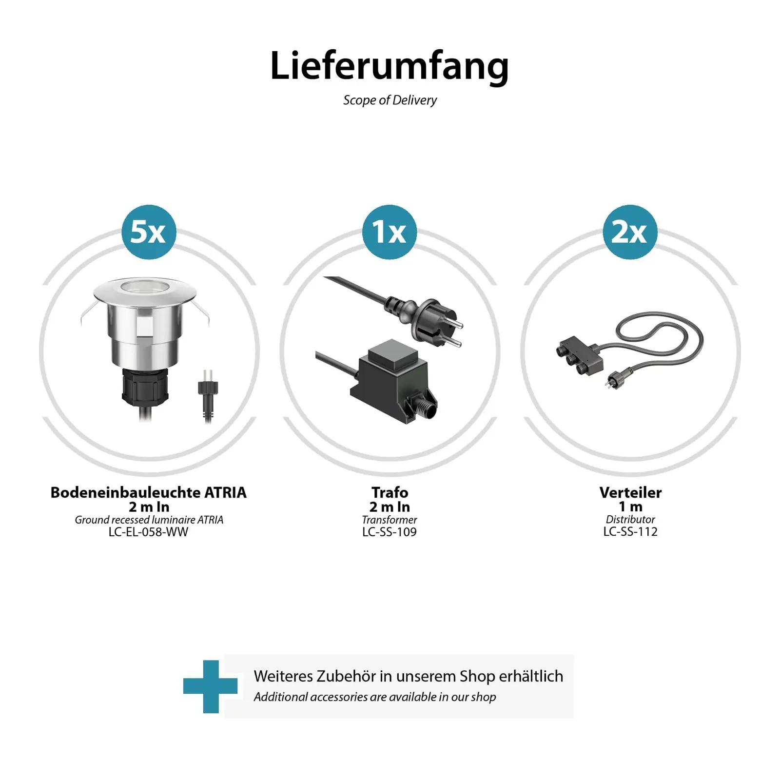 ledscom.de Atria alumiiniumist maavalgusti – soe valgus, komplekt – lisavaade