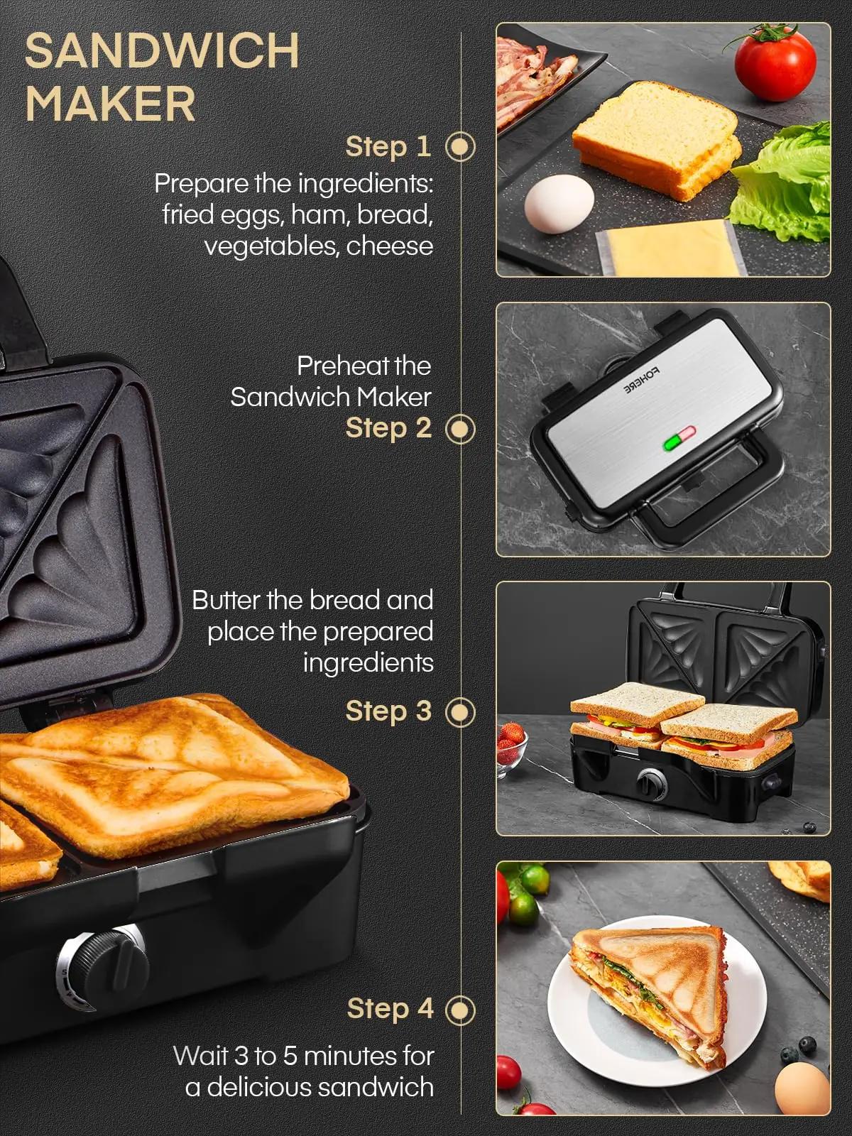 FOHERE roostevaba 3-in-1 sandwichmaker — mitmekülgne kingiidee – kasutusnäide