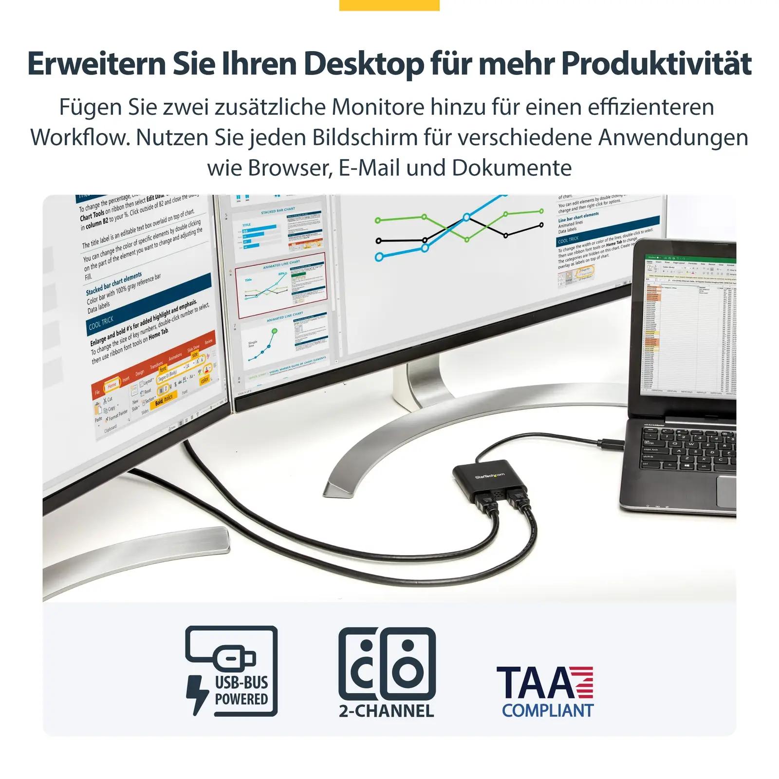 StarTech USB-A adapter kaherealise HDMI väljundiga — mugav – kasutusnäide