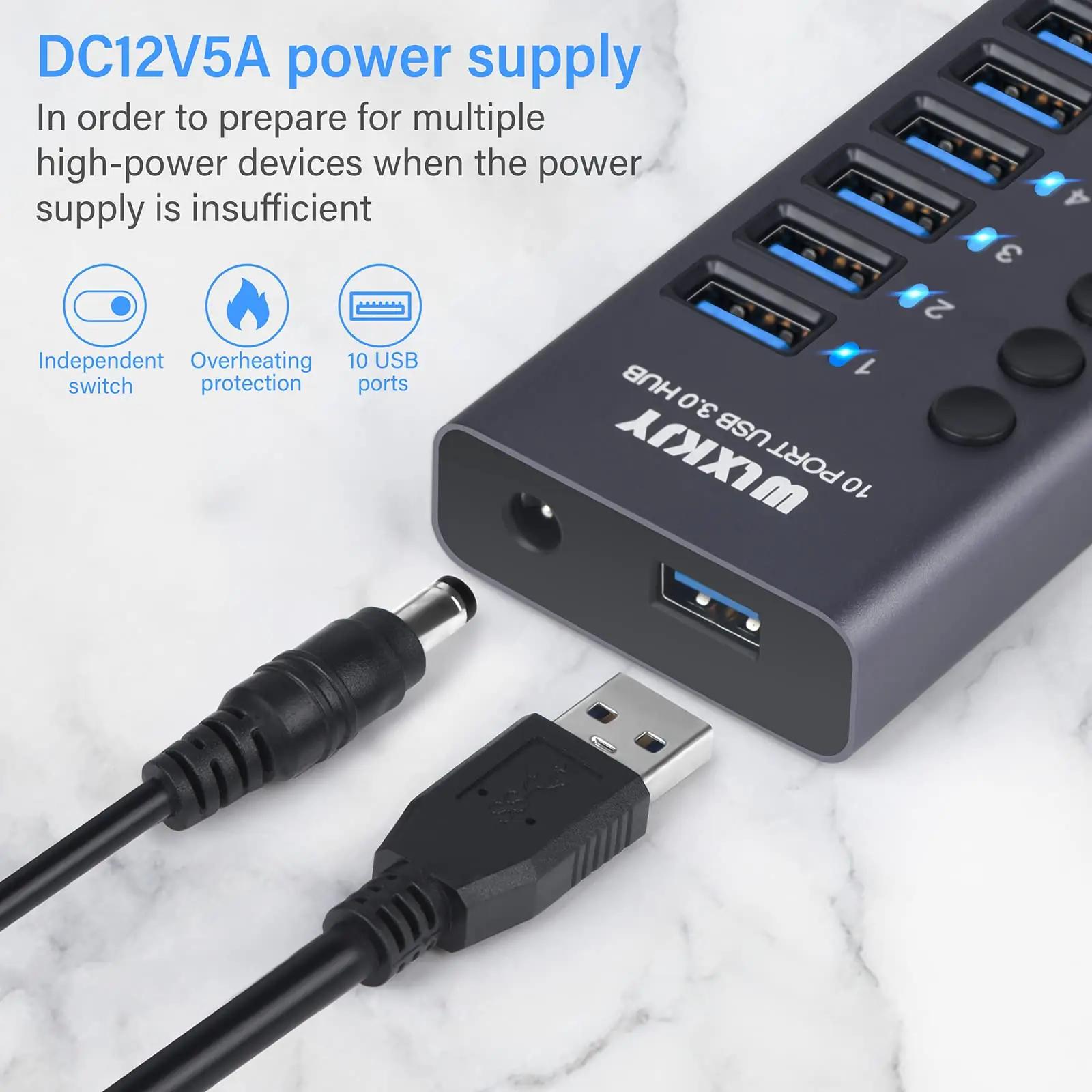 WLXKJY alumiiniumist 10-port USB-hub — kiire laadimine ja – lisavaade