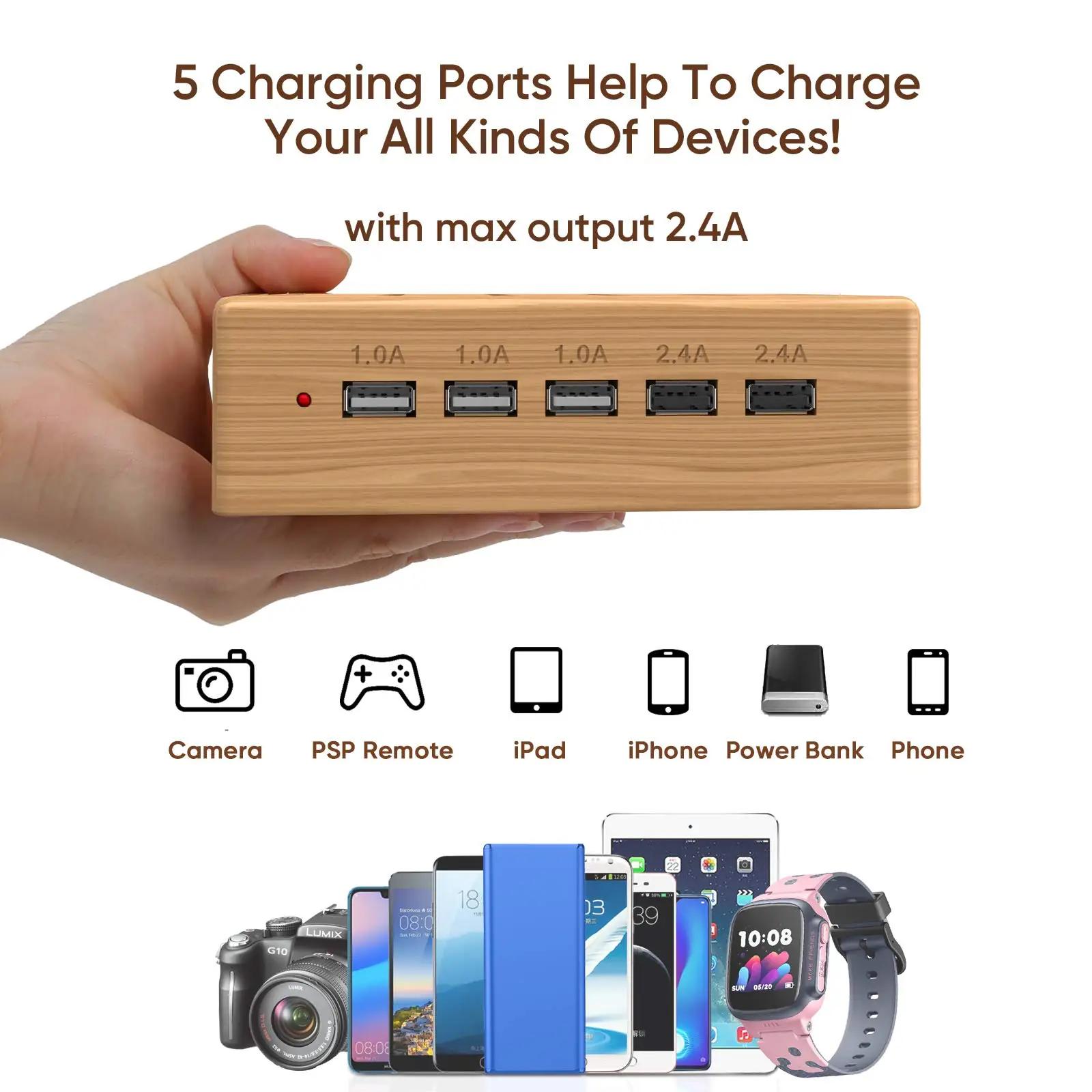 Alltripal bambusest 5-port USB laadija — korrastatud laadimine – pakend ja tarvikud