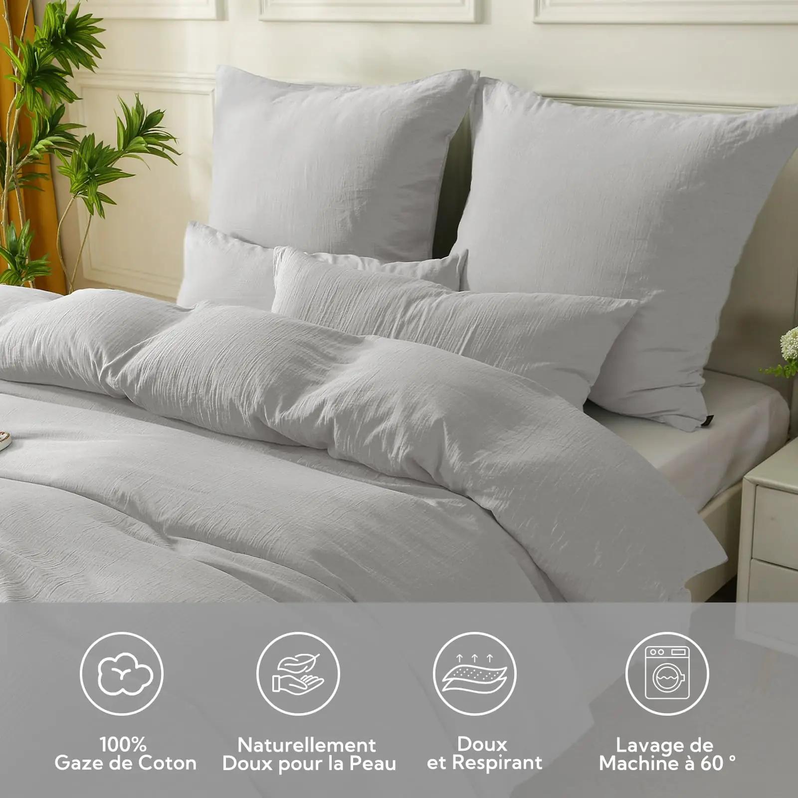 SOULFUL puuvillane helehall voodipesu 220×240 komplekt – detailne vaade