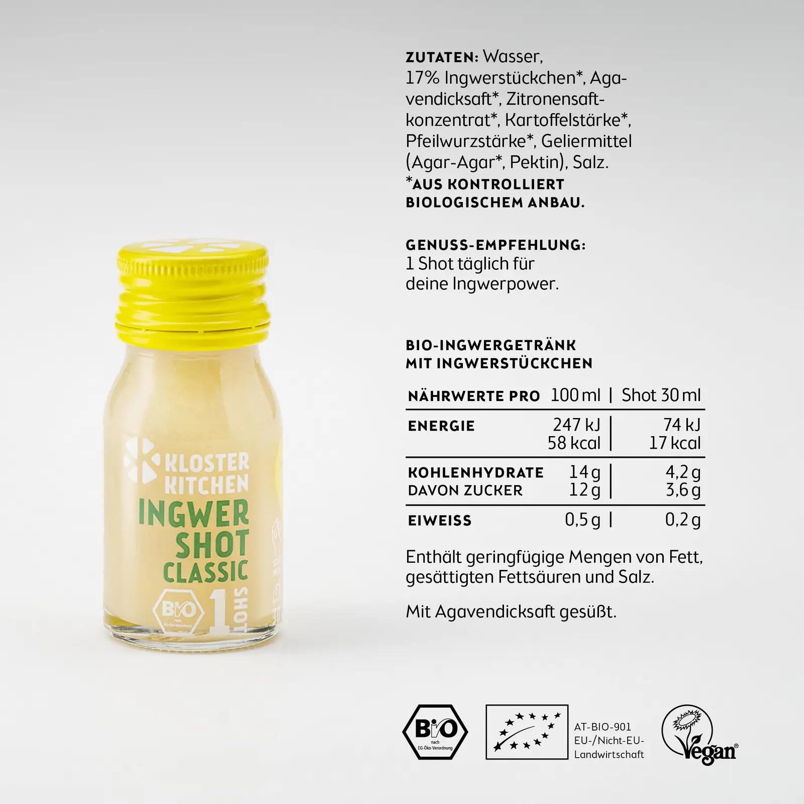 Kloster Kitchen ingwer-shotid 28×30 ml — mahe ja energiatandev – detailne vaade