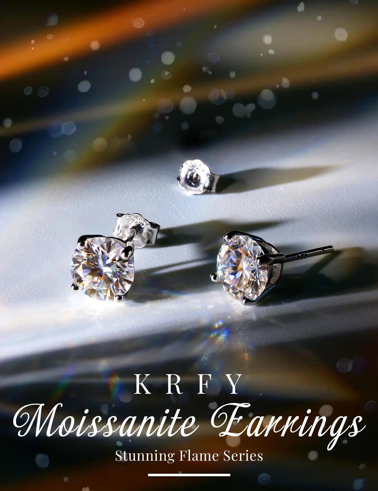 Krfy säravad moissanite-kõrvarõngad – valge kuldne viimistlus – pilt 6
