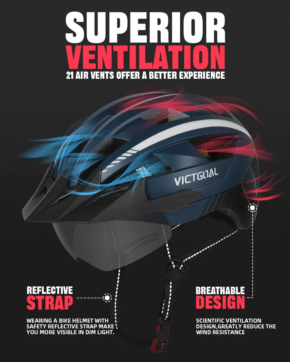 Victgoal turvaline MTB-kiiver peapaelaga ja magnetklaasiga – pakend ja tarvikud