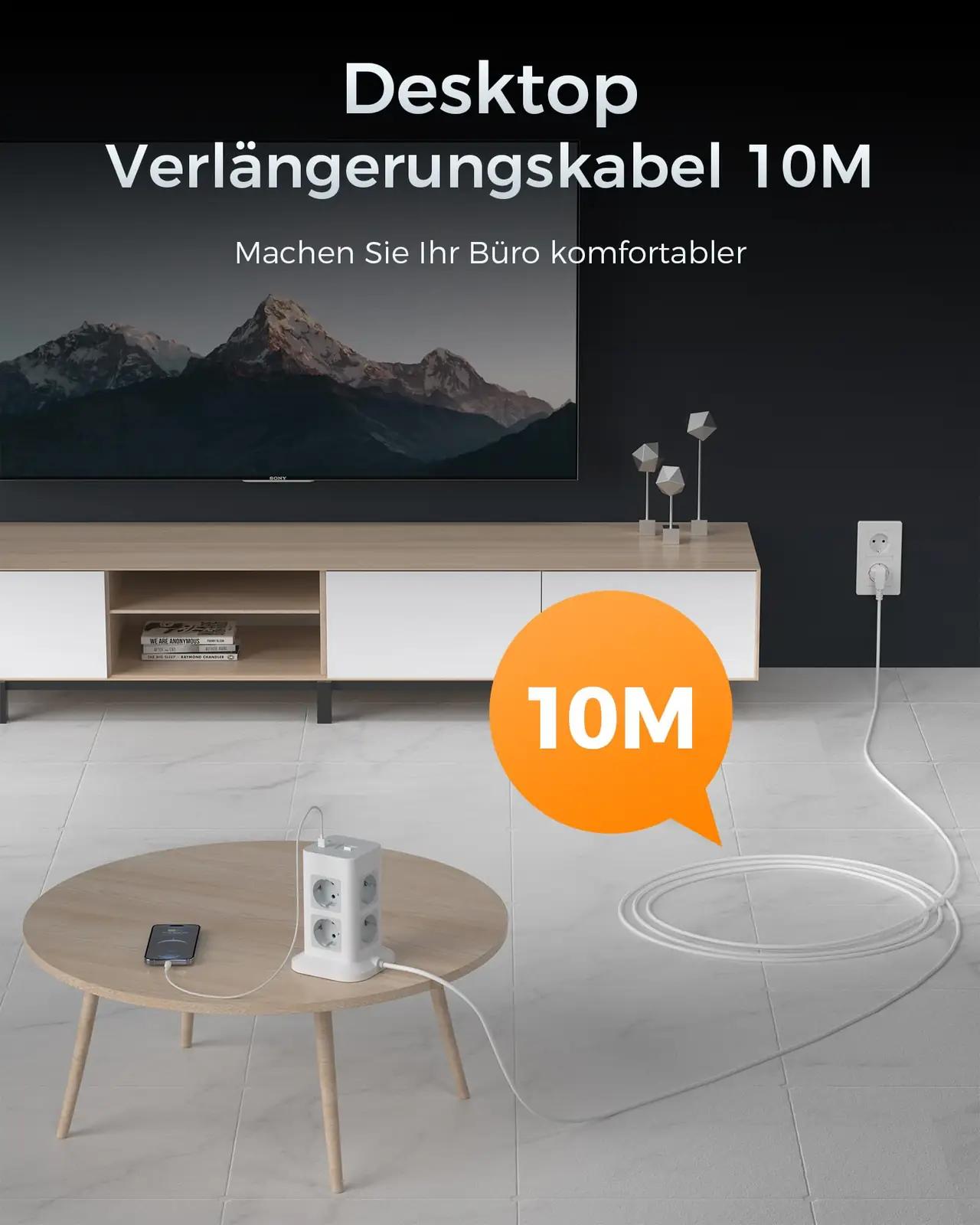 TESSAN mitmeotstarbeline 8-pesaline pikenduskaabel 10 m – lisavaade