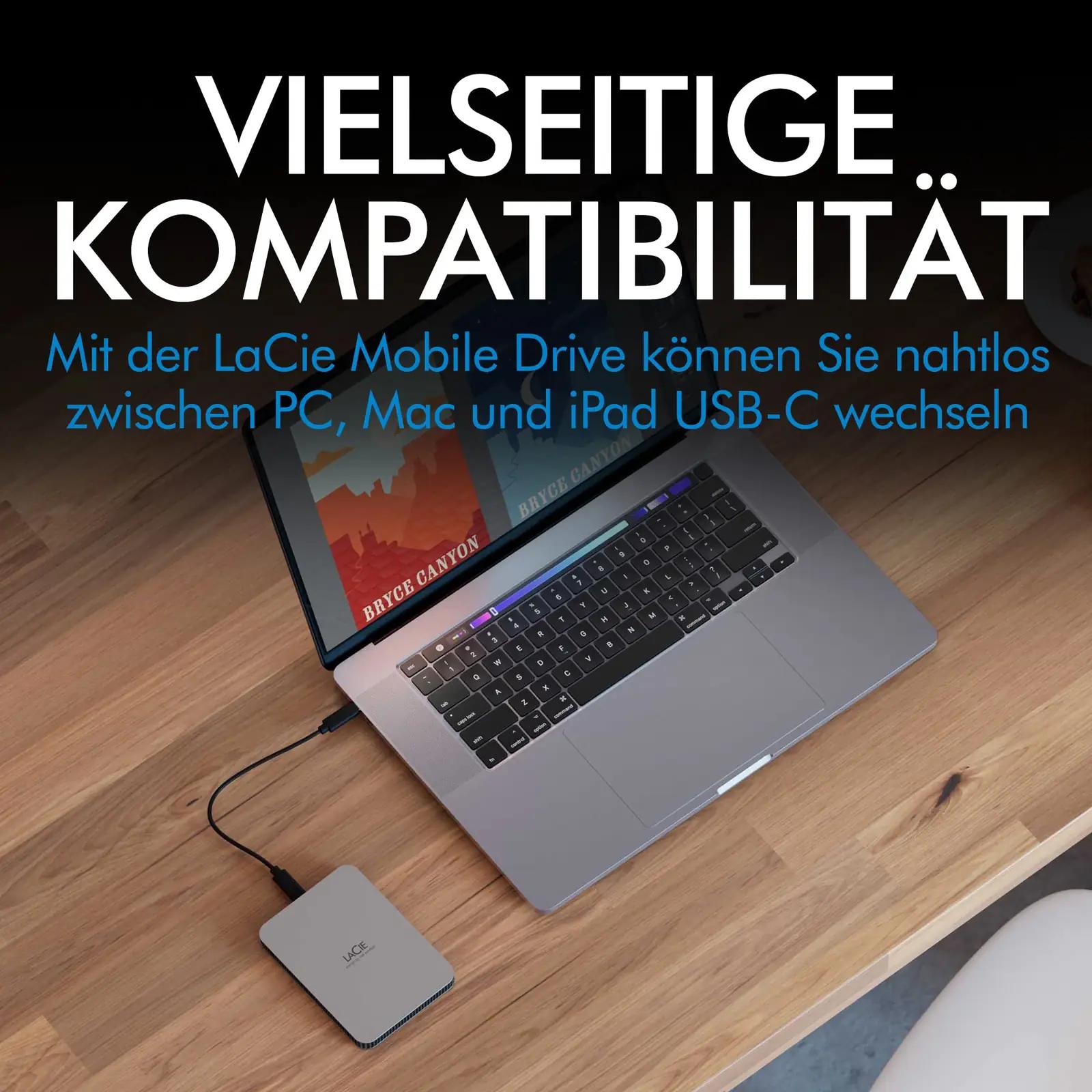 LaCie väline alumiiniumkõvaketas 2TB – kompaktne varukoopia – lisavaade