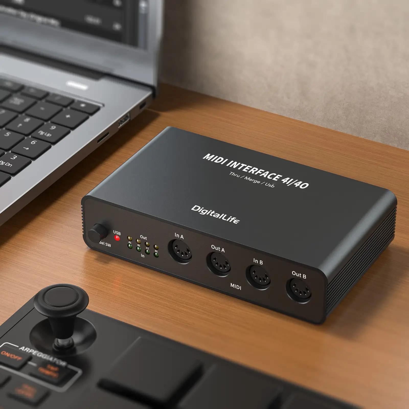 DigitalLife alumiiniumist USB MIDI liides MD06 — kompaktne ja – pakend ja tarvikud