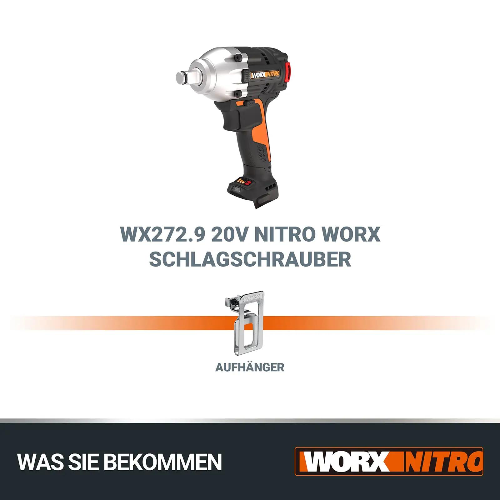 WORX Nitro löökpadrun 20V — tugev 300 Nm juhtmeta tööriist – lisavaade
