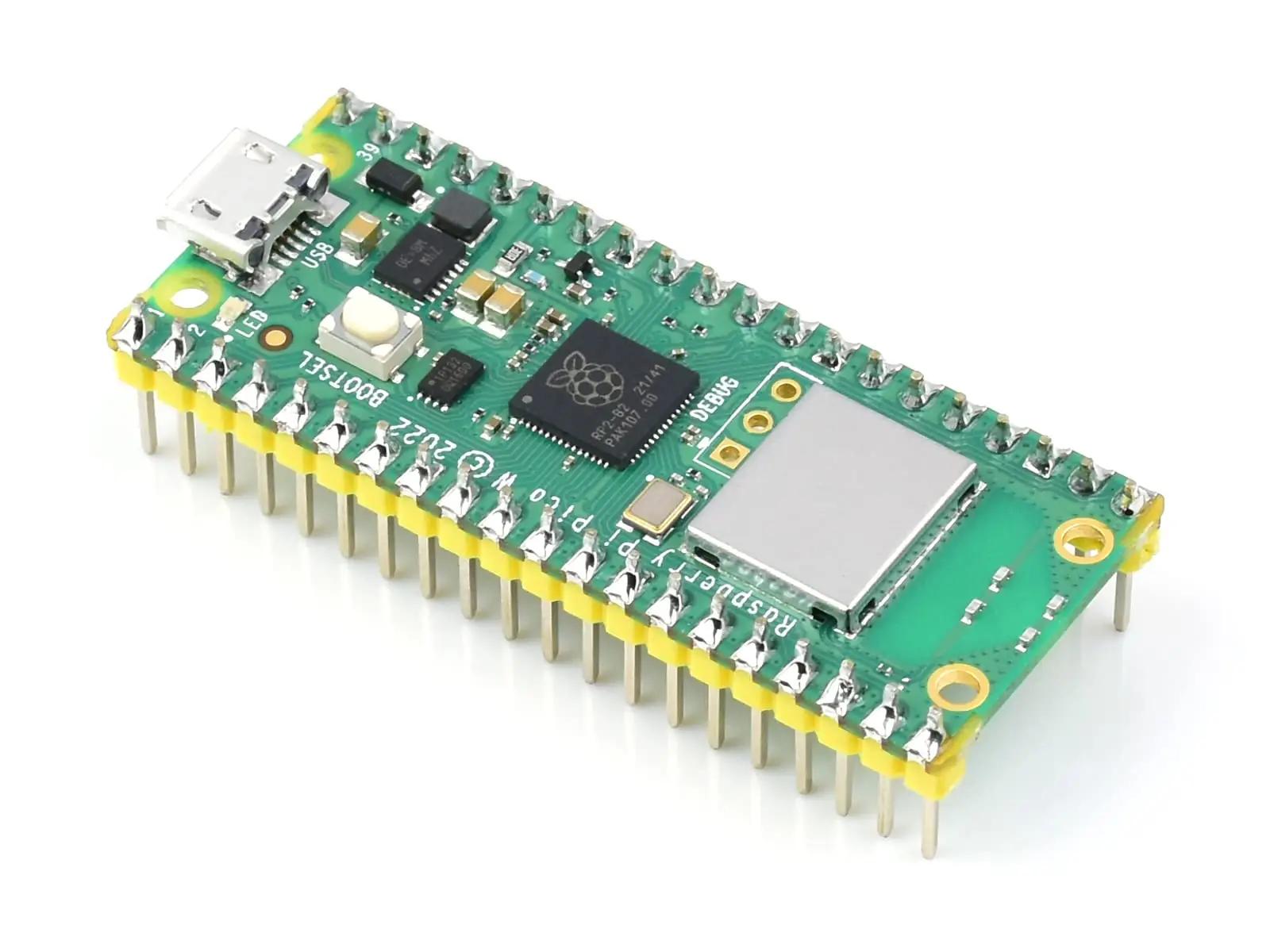 Waveshare Raspberry Pi Pico W mikrojuhtmed – detailne lähivaade
