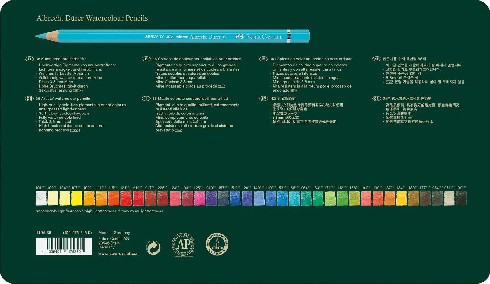 Faber-Castell akvarellpliiatsid 36 tk — kvaliteetne puidust – pilt 6