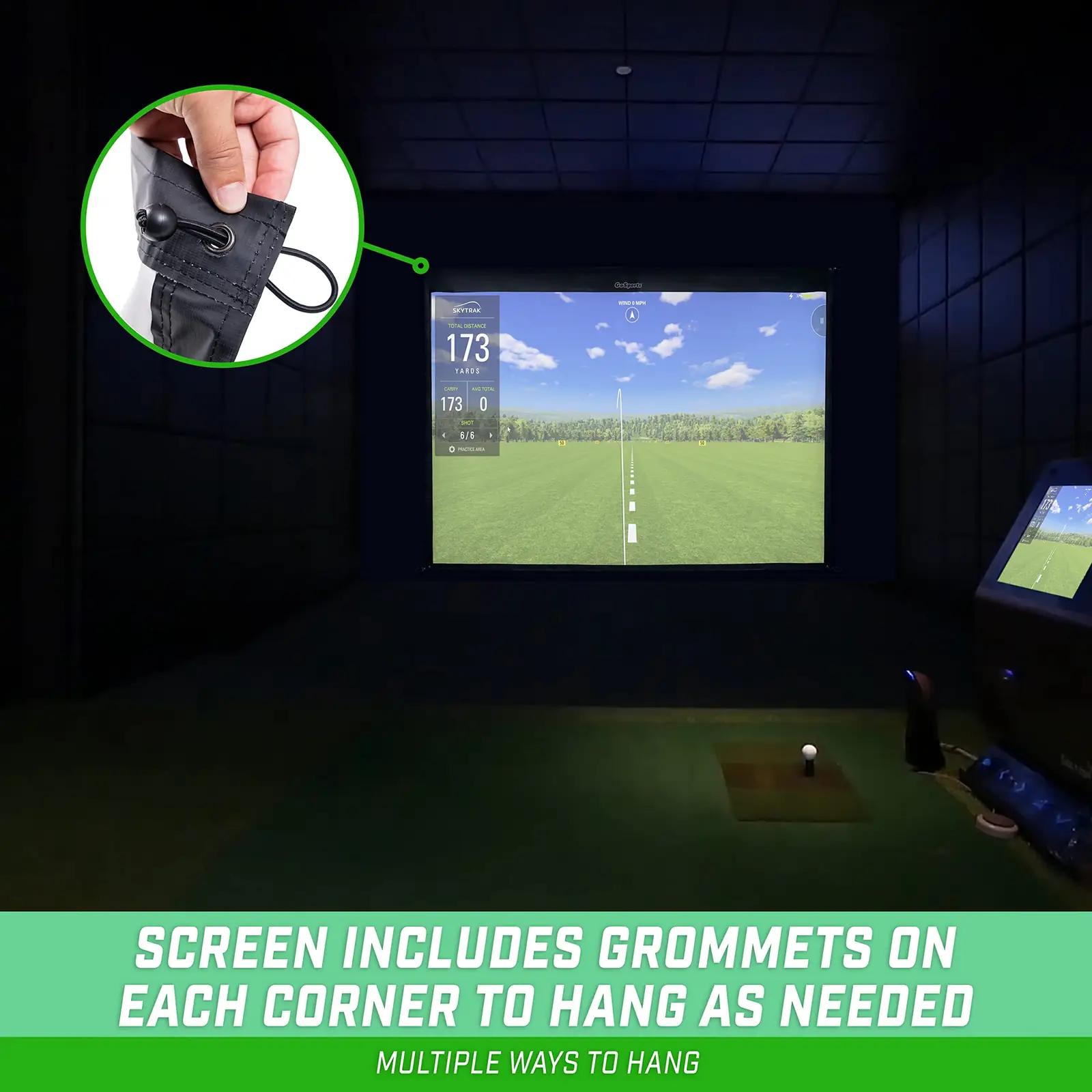 GoSports golfsimulaatori vastupidav polyesterriie – pakend ja tarvikud