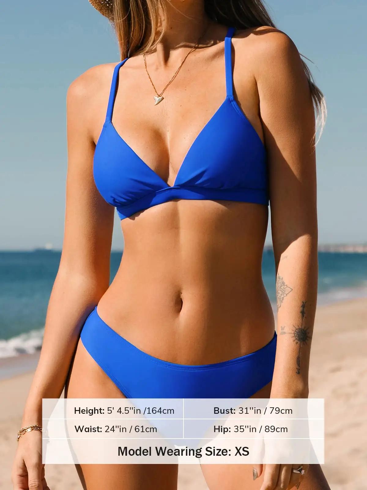 CUPSHE kobaltsinine pitsiga bikini komplekt — stiilne rannakleit – pakend ja tarvikud