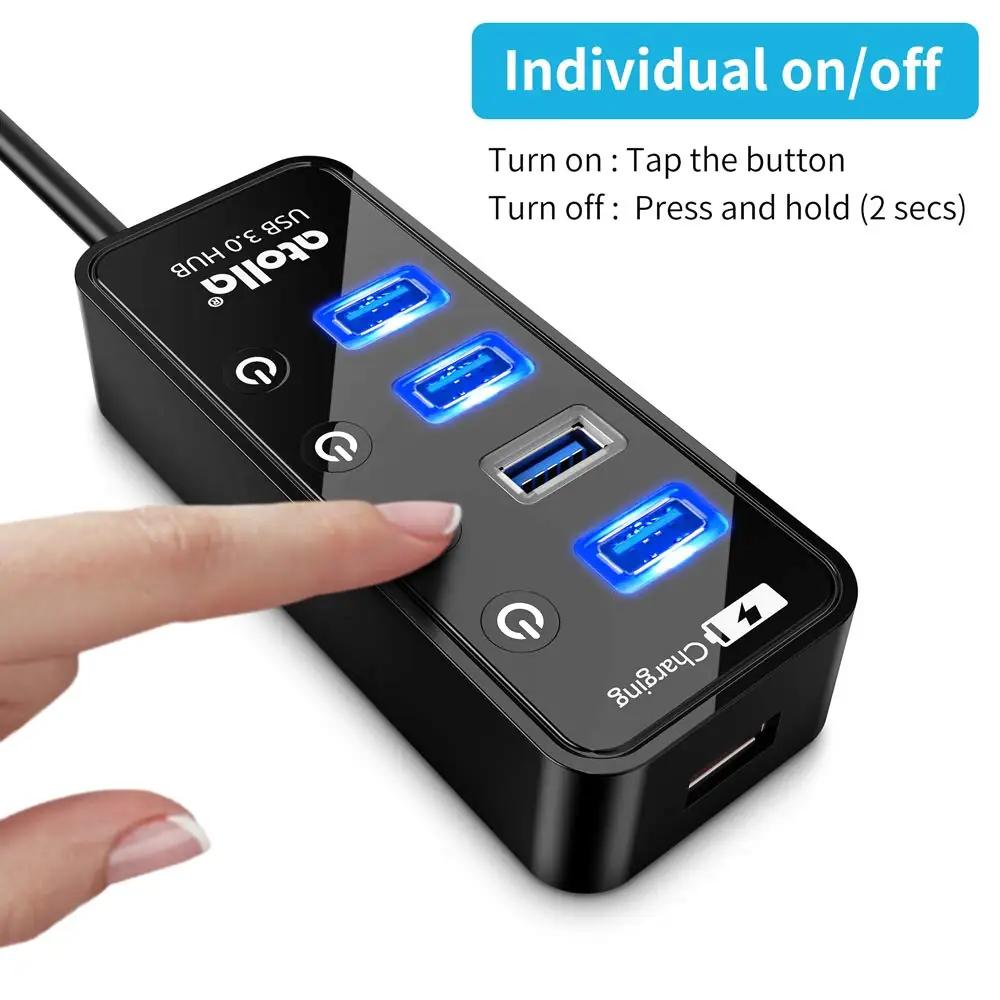 Atolla USB-hub 4-porti must plast, toiteplokiga – kasutusnäide