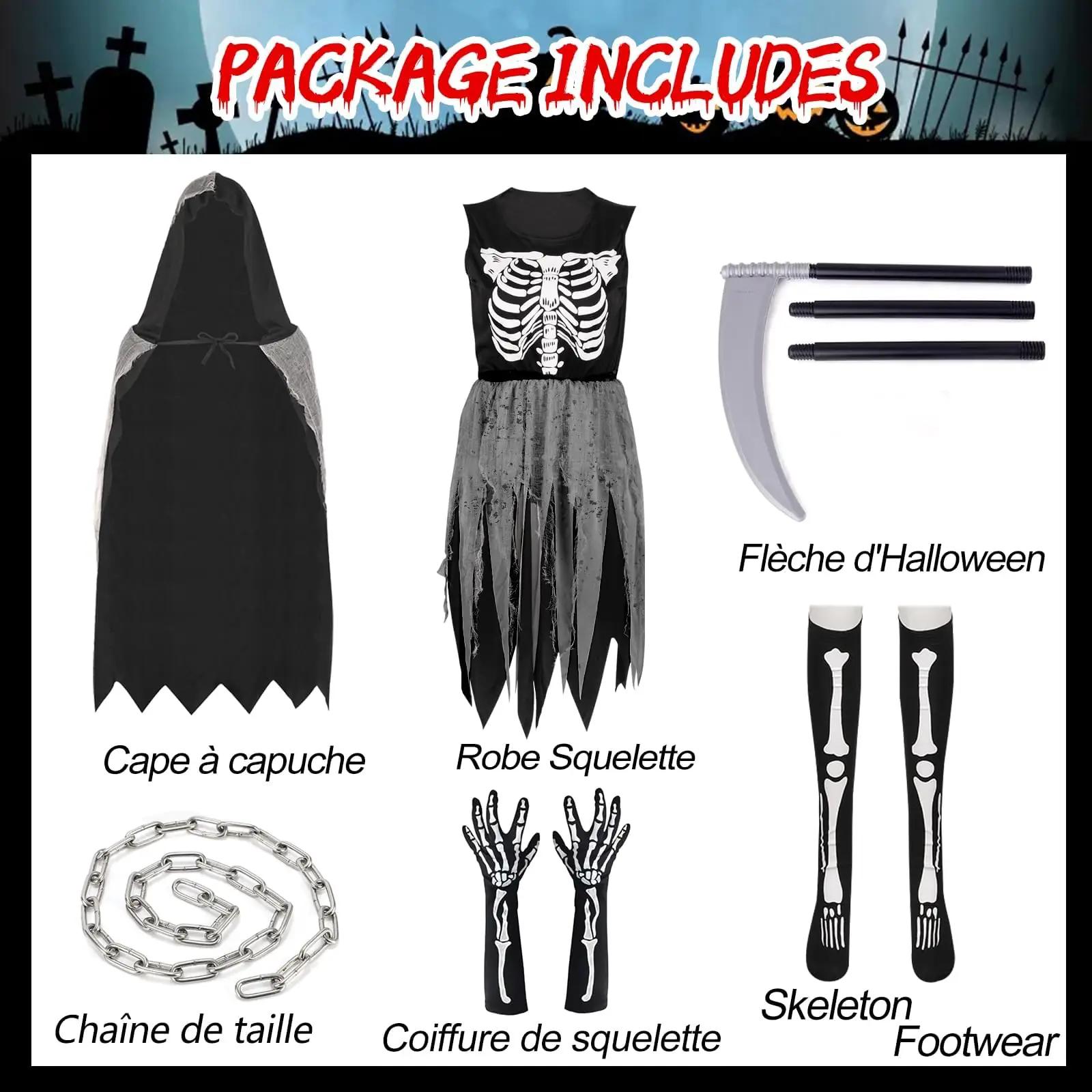 ATOWORLD lapse Halloween kostüüm — must Sensenmann kleit ja viiv – pakend ja tarvikud