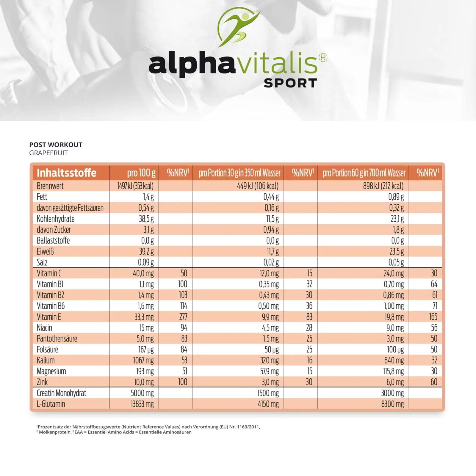 alphavitalis taastav post-workout shake 1500 g greip – pilt 6