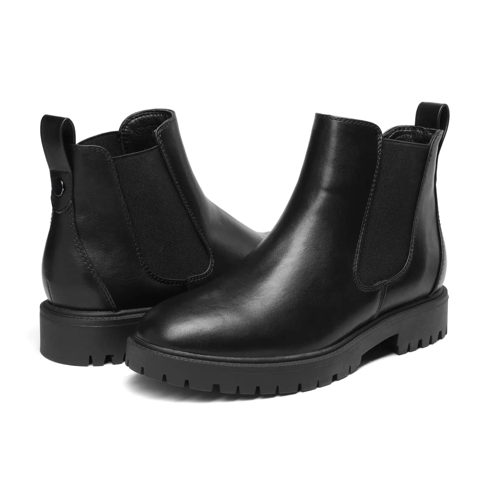 DREAM PAIRS mustad PU Chelsea saapad – stiilne igapäevakandmine – pakend ja tarvikud