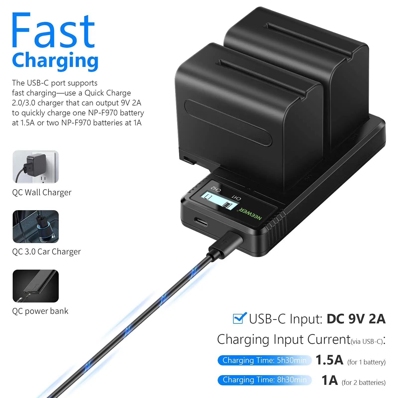 NEEWER kiirlaadija ja 2×6600mAh akut – vastupidav komplekt – pakend ja tarvikud