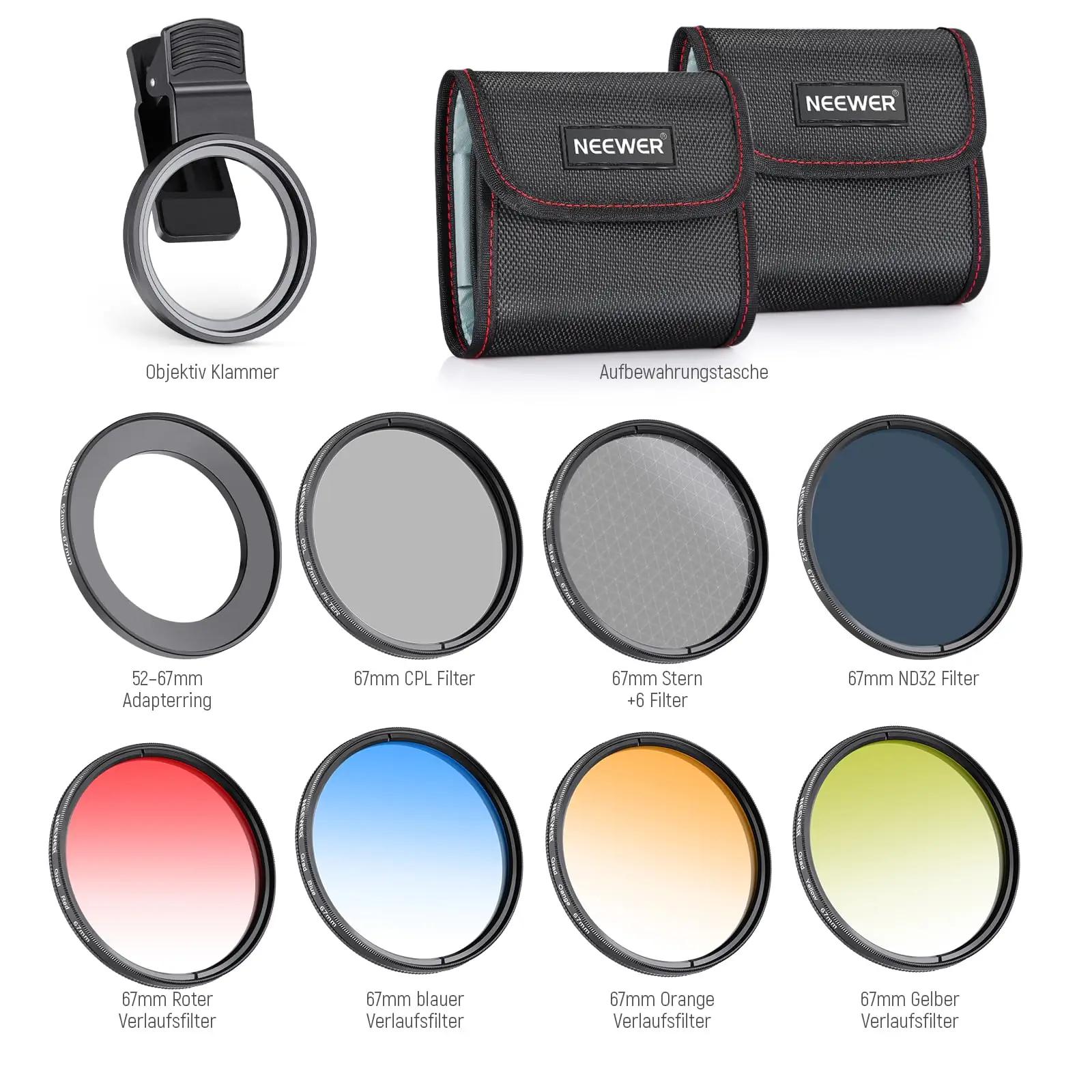 NEEWER 67mm filtrikomplekt – ND32, CPL ja värviefektid – pilt 8