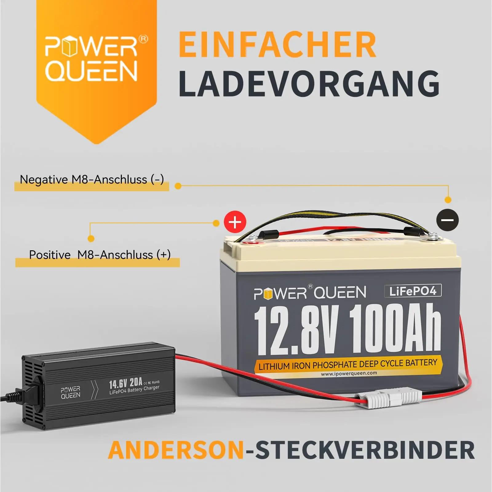 power queen LiFePO4 14,6V/20A laadija – usalduslik ja vastupidav – pakend ja tarvikud