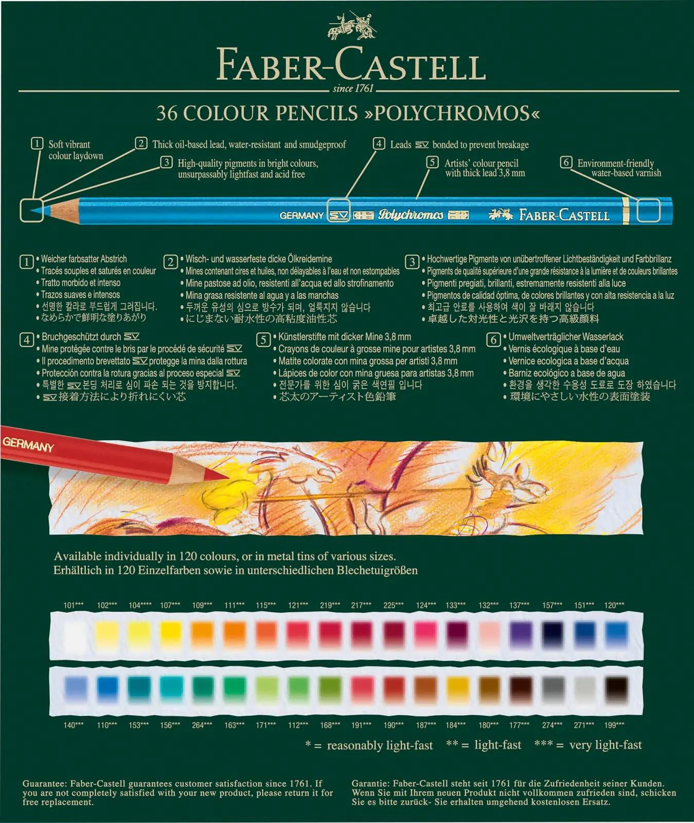 Faber-Castell 110038 värvipliiatsid – detailne lähivaade