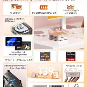 GEEKOM R7 5800H arvutid ja tarvikud – detailne lähivaade