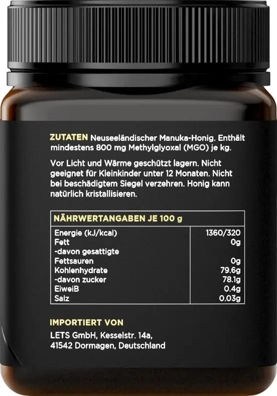 Watson & Son WAT-MANUKA-HONEY-DE-800-250G toit ja joogid – detailne lähivaade