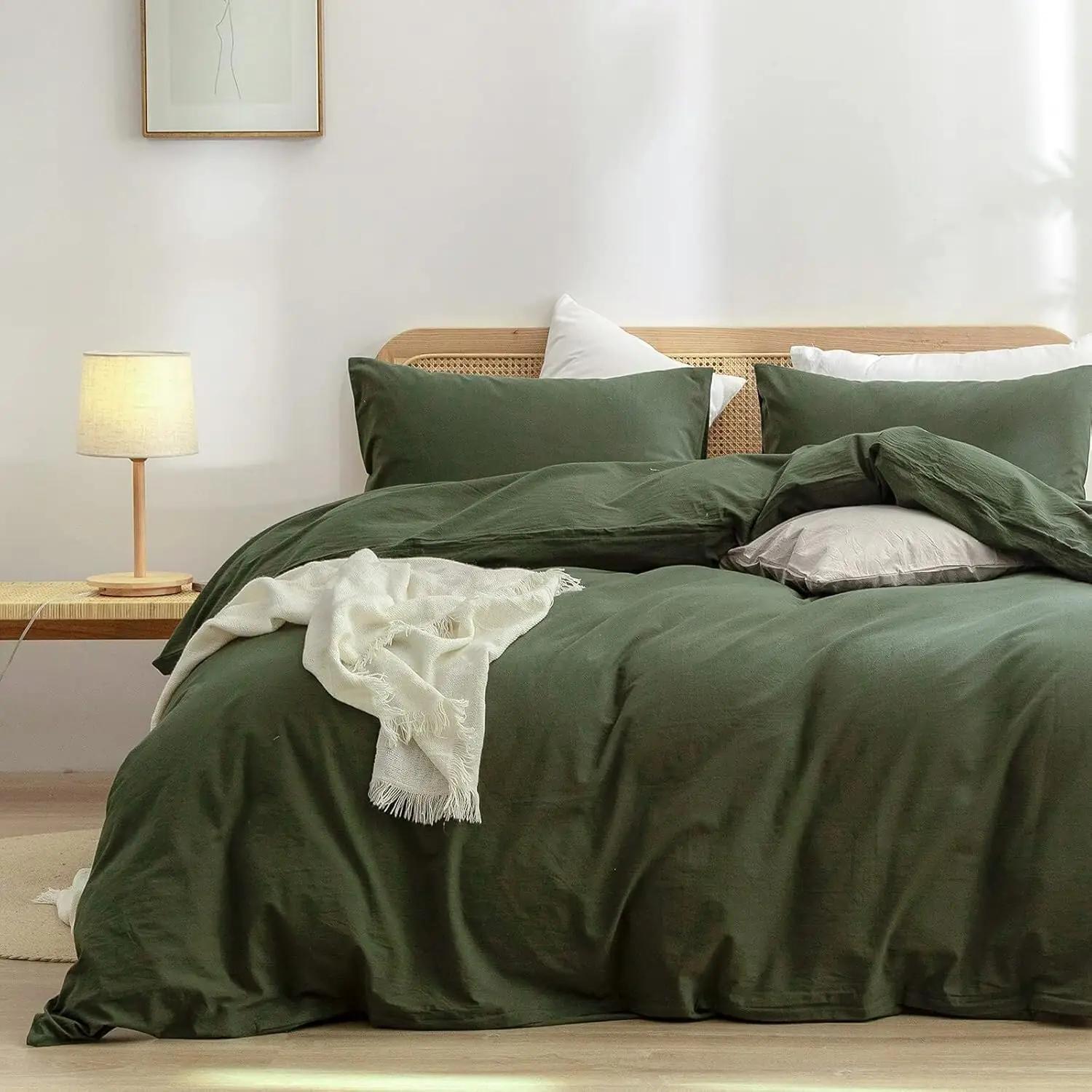Gezu puuvillane voodipesukomplekt 140×200 cm – naturaalne oliv