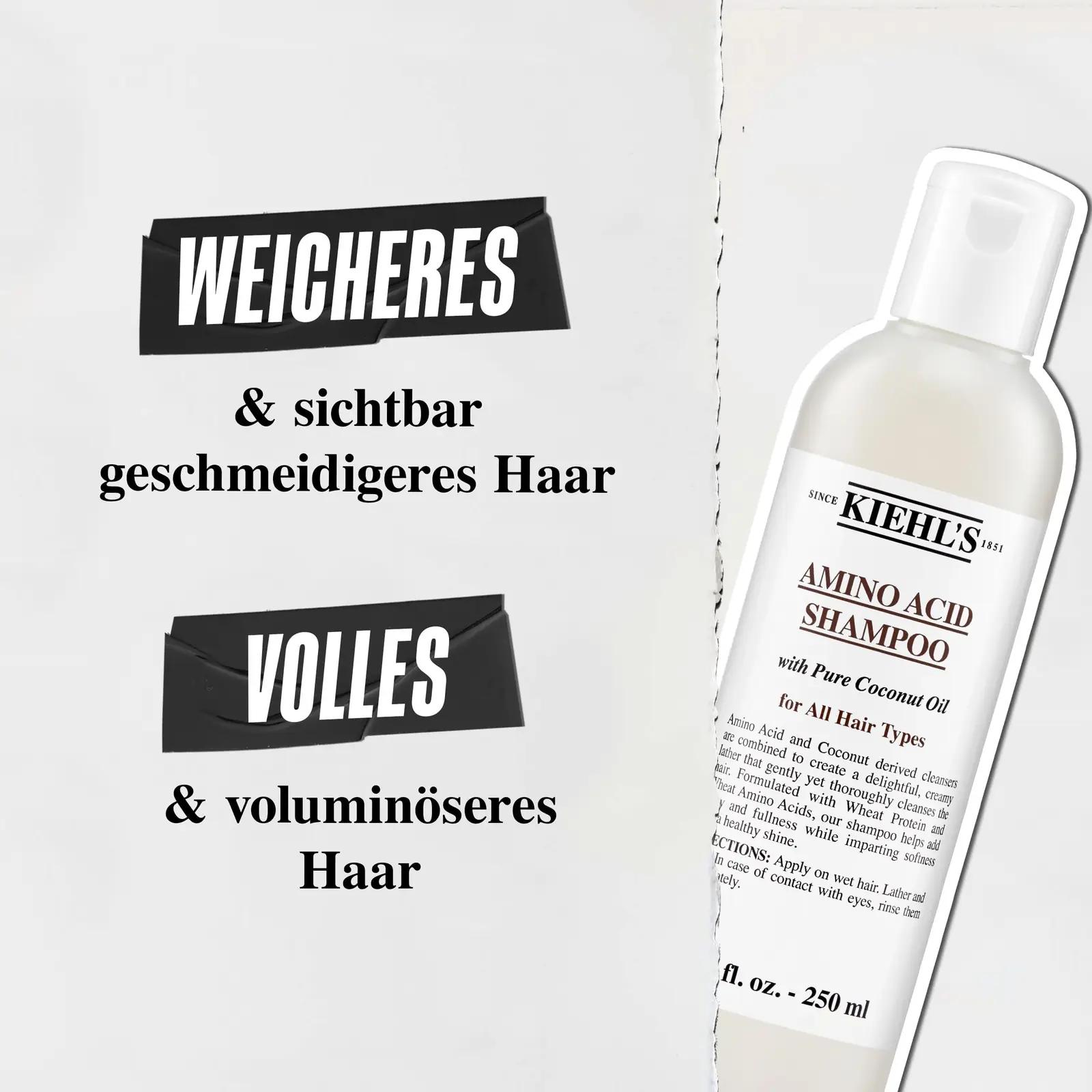 Kiehl’s niisutav aminohapete šampoon 500 ml – pehme sära – pakend ja tarvikud