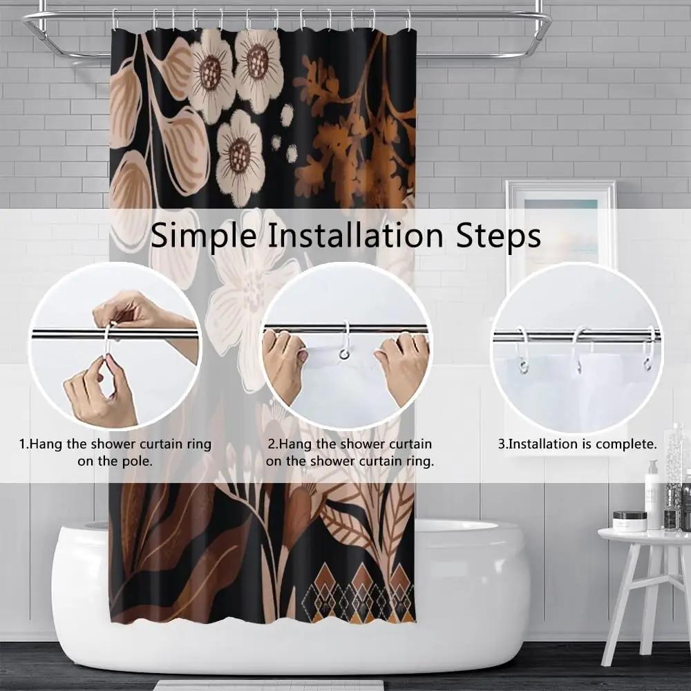 Uiiooazy veekindel dušikardin 120×180 cm – boho lill – pilt 6