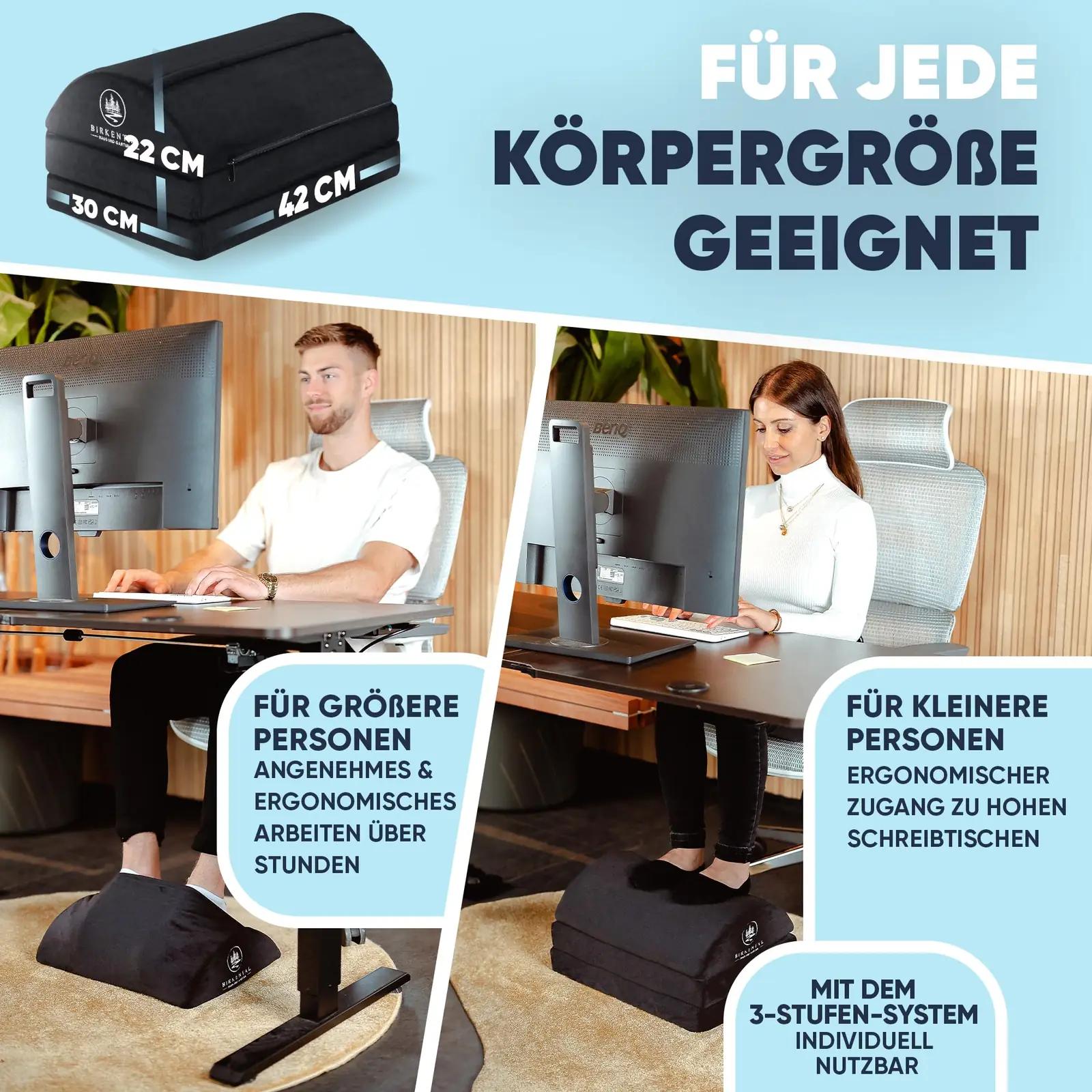 Birkental ergonoomiline jalatugi pehme kotiga — kontori mugavus – kasutusnäide