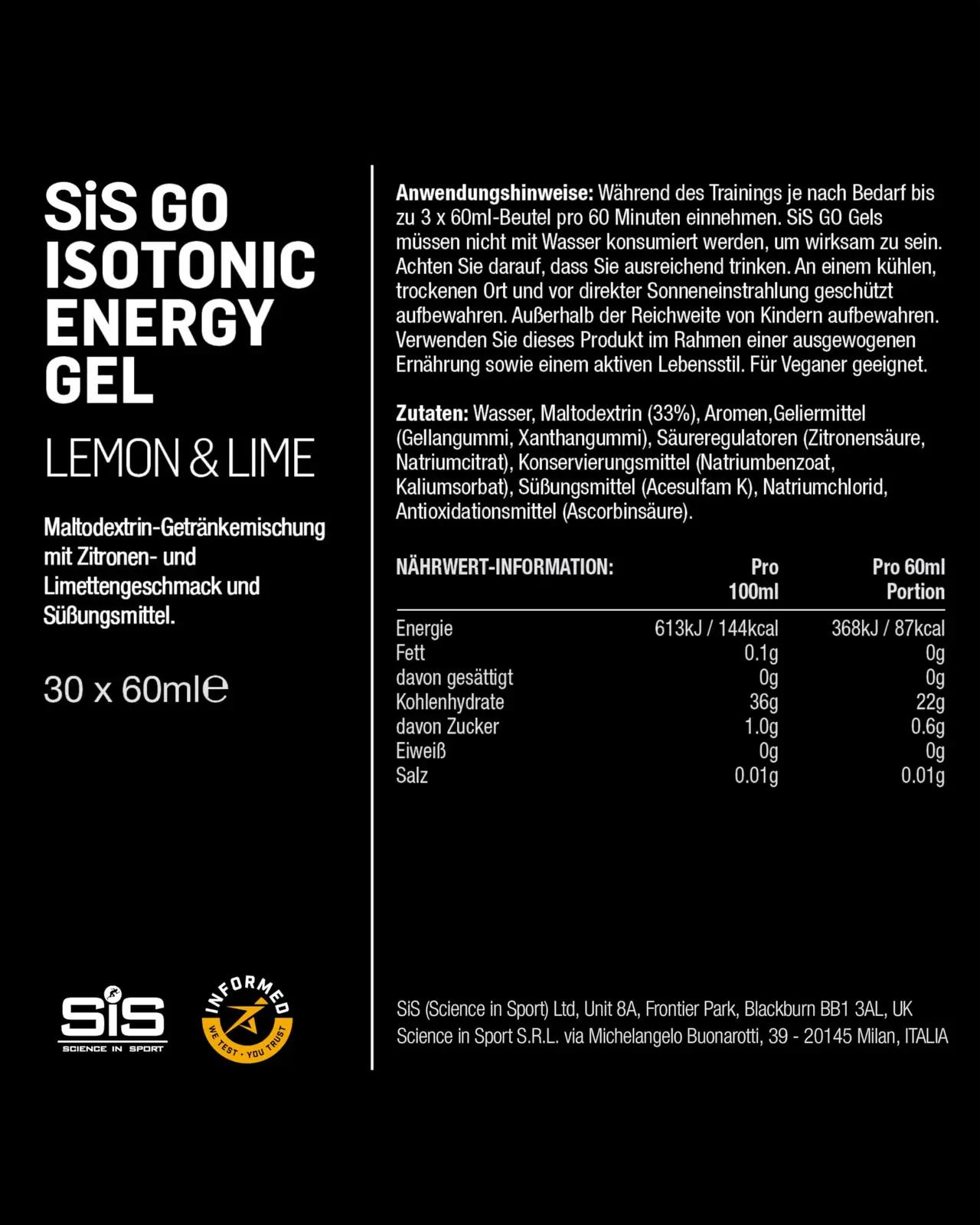 Science in Sport energigeel 30×60 ml sidrun-laim – lisavaade