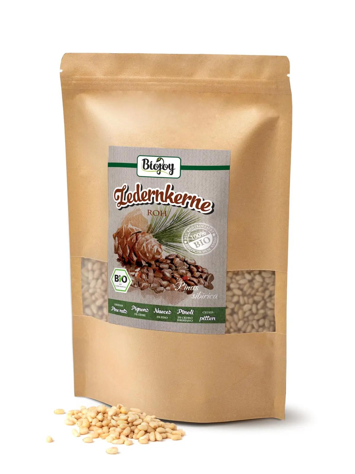 Biojoy mahe-seemned Siberi kederpähklid 1 kg — toitev valik – pakend ja tarvikud