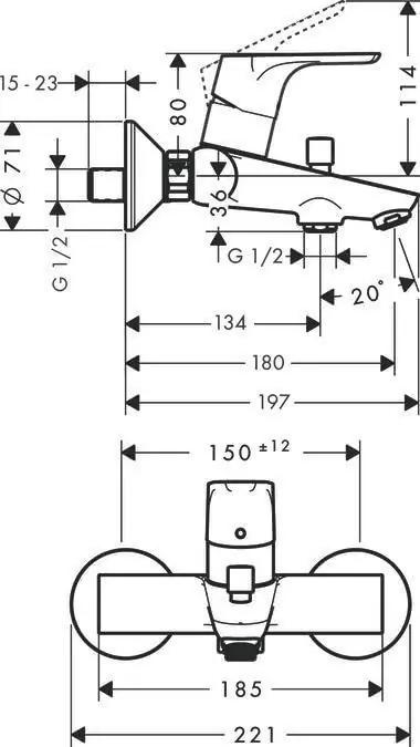 hansgrohe kroomitud vannisegisti – vastupidav metallviimistlus – detailne vaade