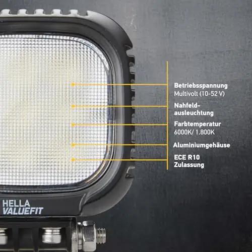 HELLA tugev alumiiniumist töövalgus 3000 lm – vastupidav – detailne vaade