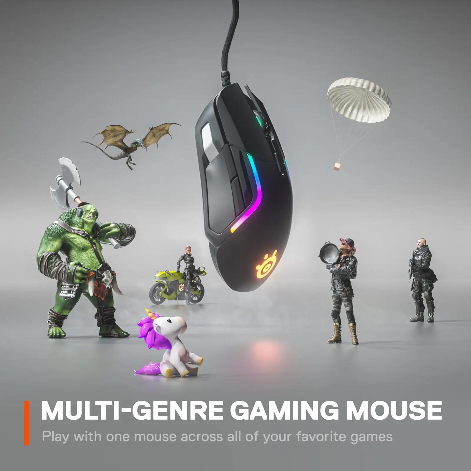 SteelSeries ergonoomiline mänguhiir Rival 5 — vastupidav ABS – detailne vaade