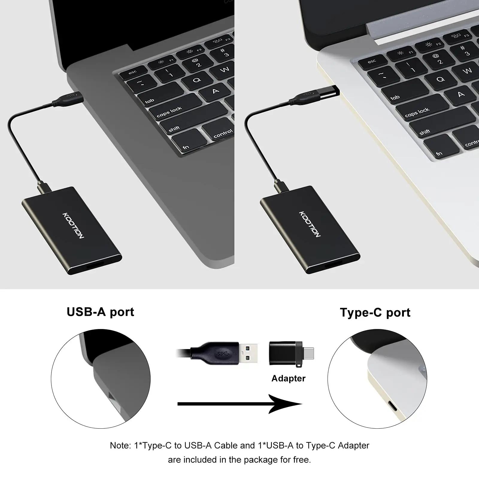 KOOTION väike ja kiire 500 GB SSD — kaasaskantav ja vastupidav – detailne vaade