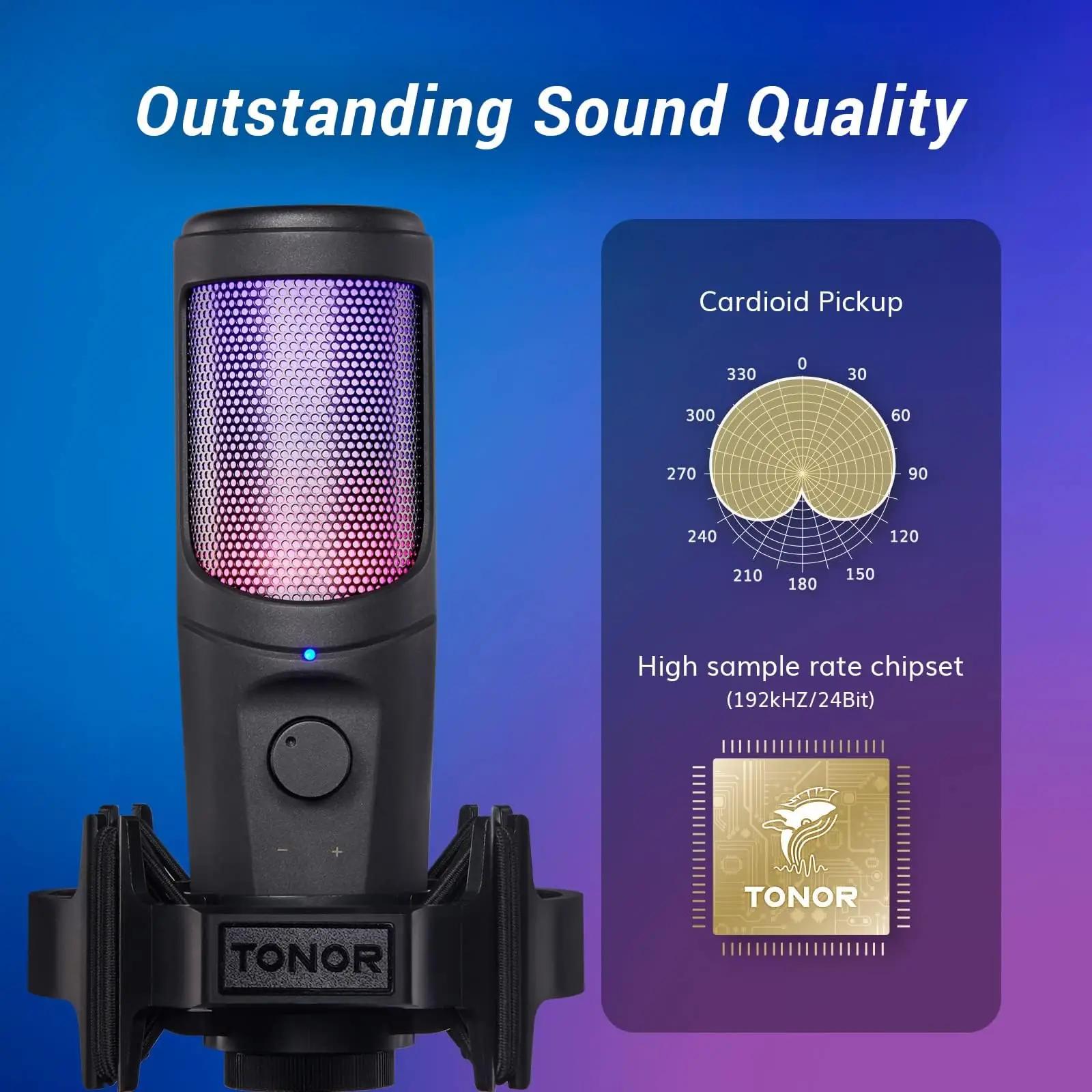 TONOR metallist USB-mikrofon TC40S – ideaalne streaminguks – pakend ja tarvikud