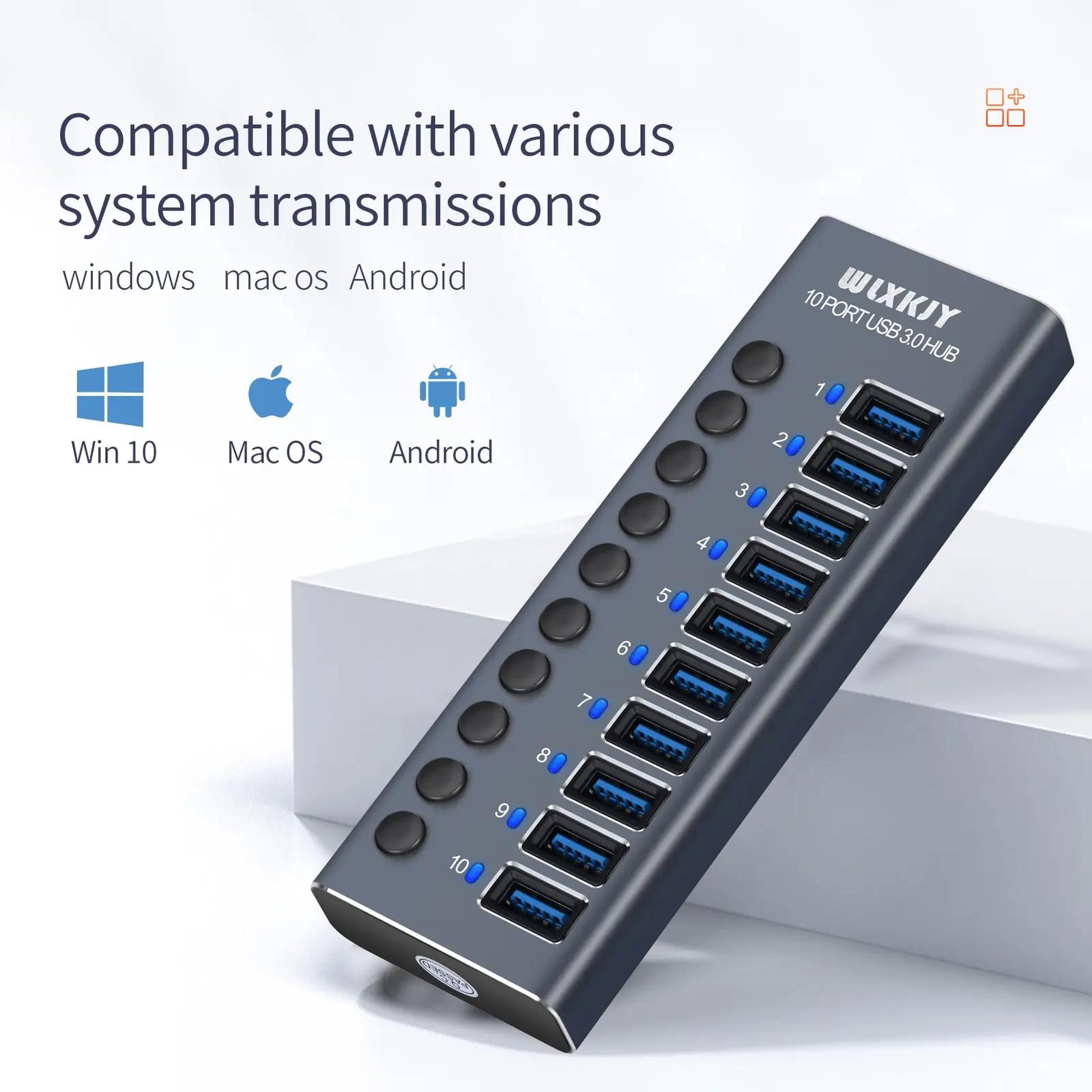 WLXKJY alumiiniumist 10-port USB-hub — kiire laadimine ja – pilt 6