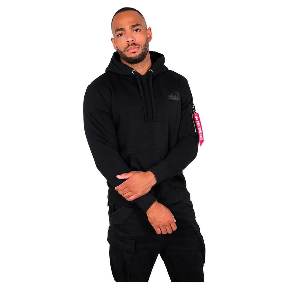 ALPHA INDUSTRIES mugav puuvillane kapuutsiga pusa – must L