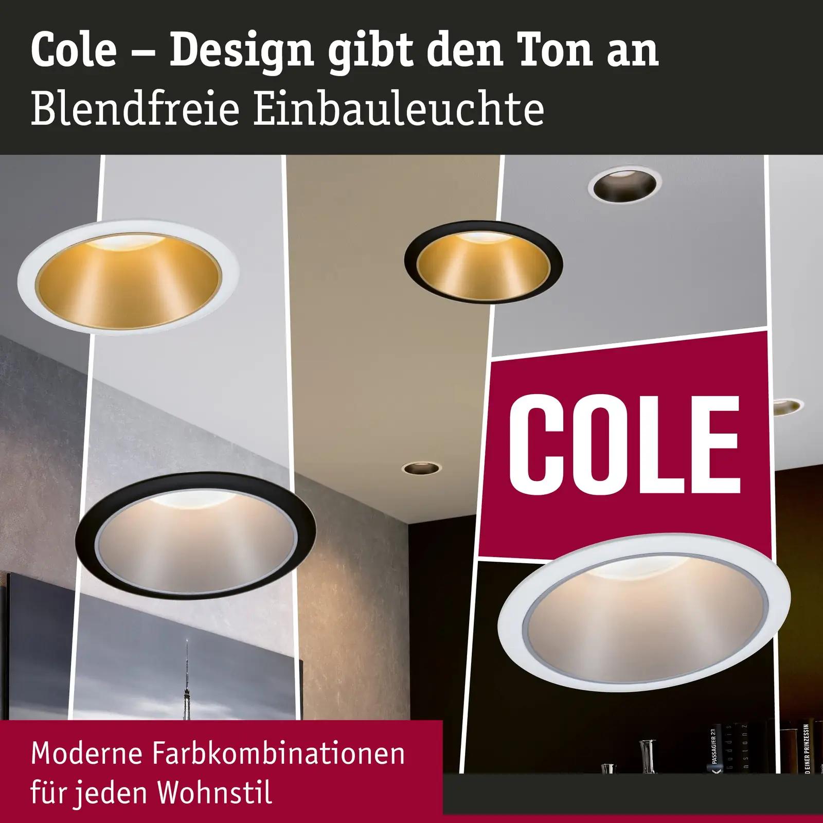 Paulmann LED kolmevalgus Cole — valge ja kuldne sisseehitatav – detailne vaade