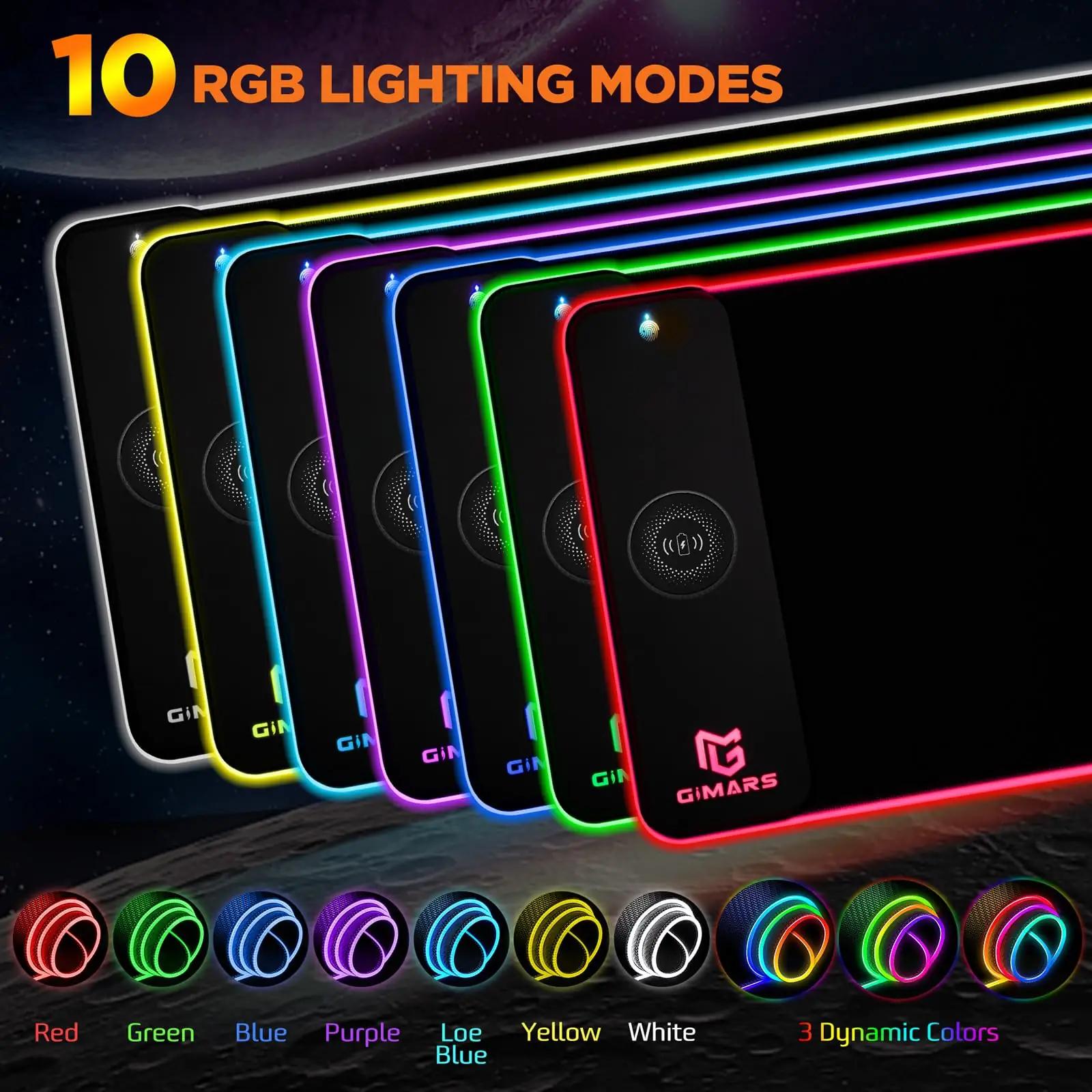Gimars pehme kummiga XXL mängumatt RGB ja juhtmevaba laadija – pakend ja tarvikud