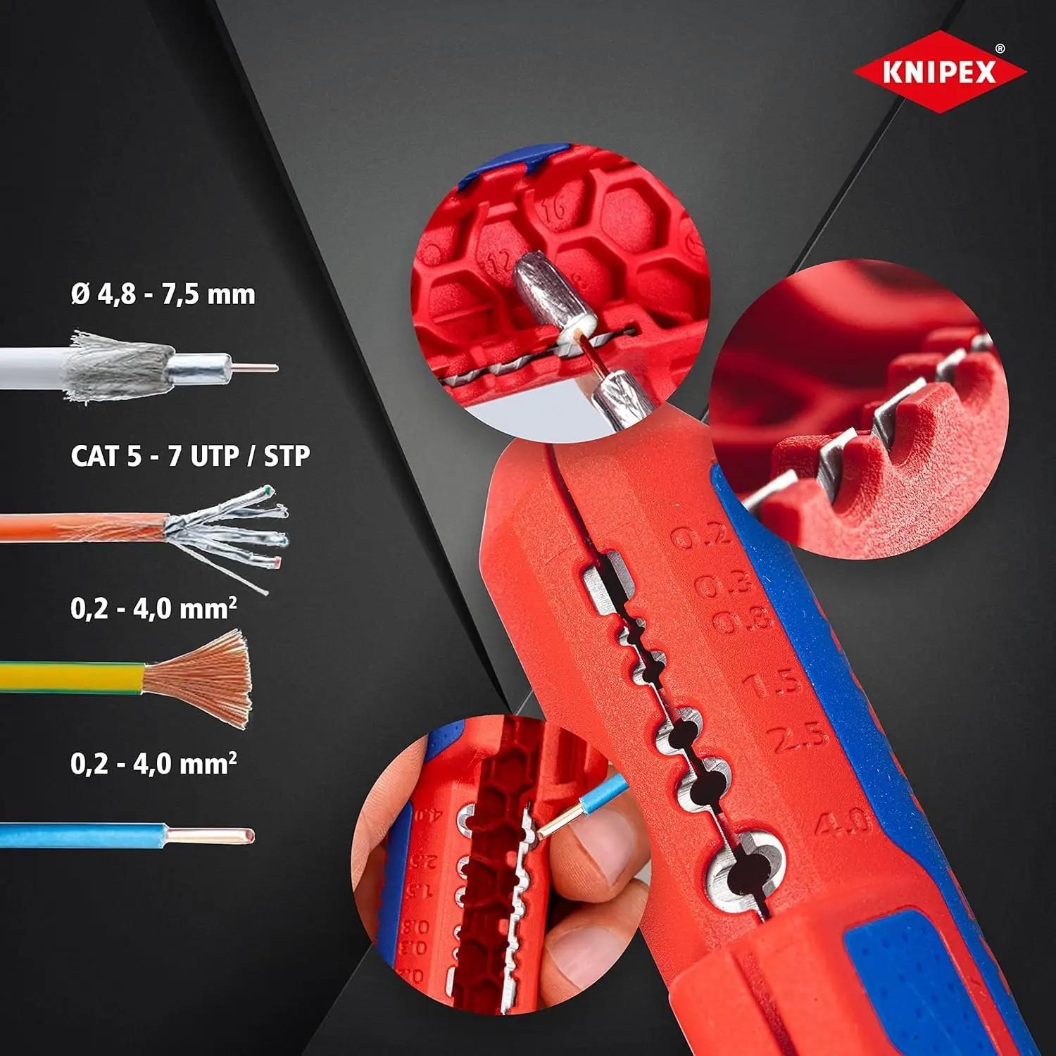 KNIPEX kvaliteetne abmantelija 135 mm — täpne ja vastupidav – kasutusnäide