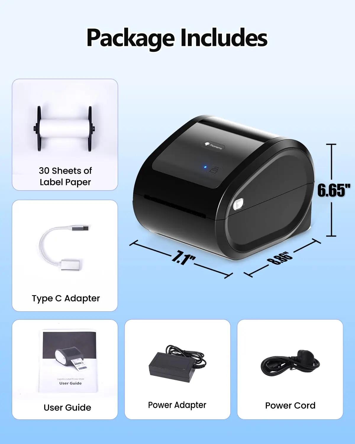 Phomemo termoprinter D520BT — mobiilne etikettide trükkija 4×6 – pilt 7