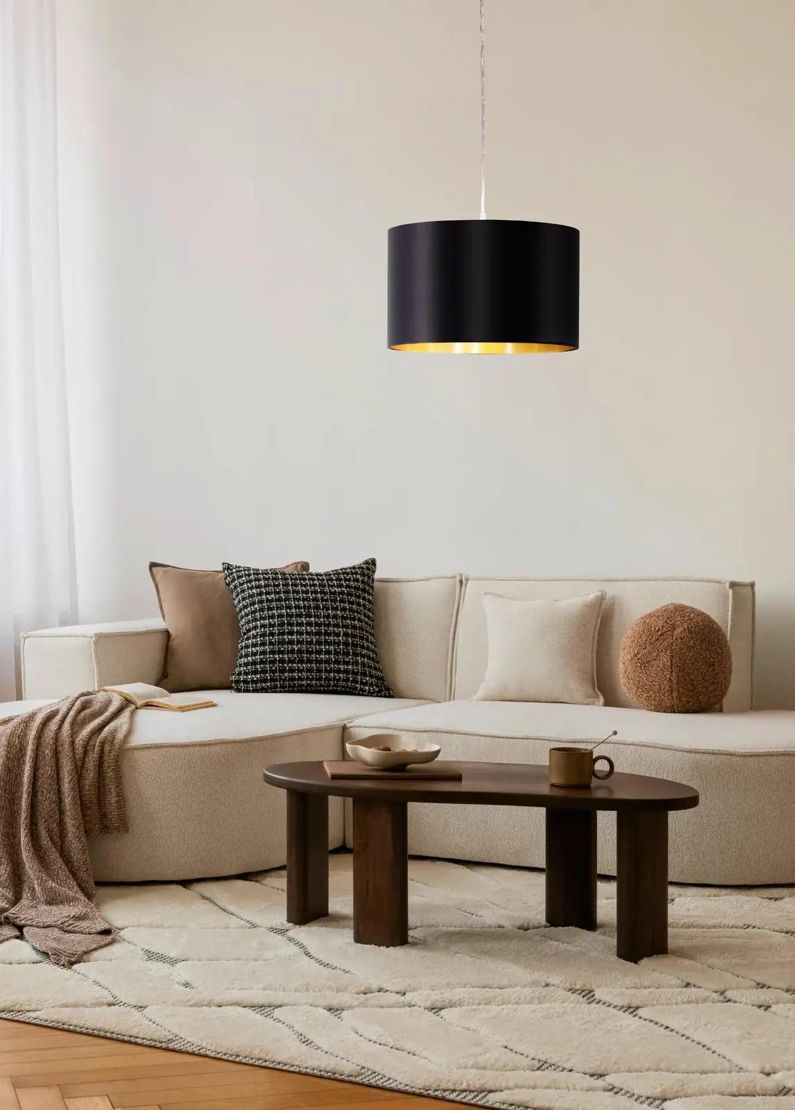 EGLO sisustuslamp Maserlo – metall ja tekstiil, elegantne ripats – pakend ja tarvikud