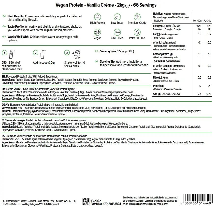 THE PROTEIN WORKS veganvalk 2 kg – vanillecreme, taastav jook – pilt 11