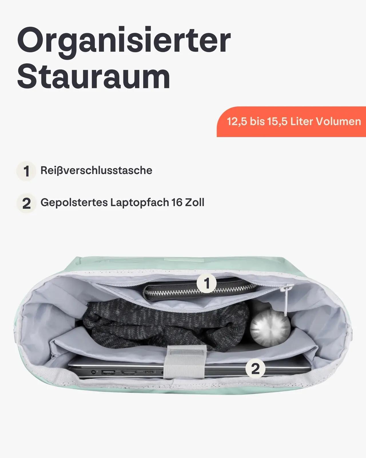 Johnny Urban mint värvi veekindel rolltop-rüüsel 15L seljakott – lisavaade