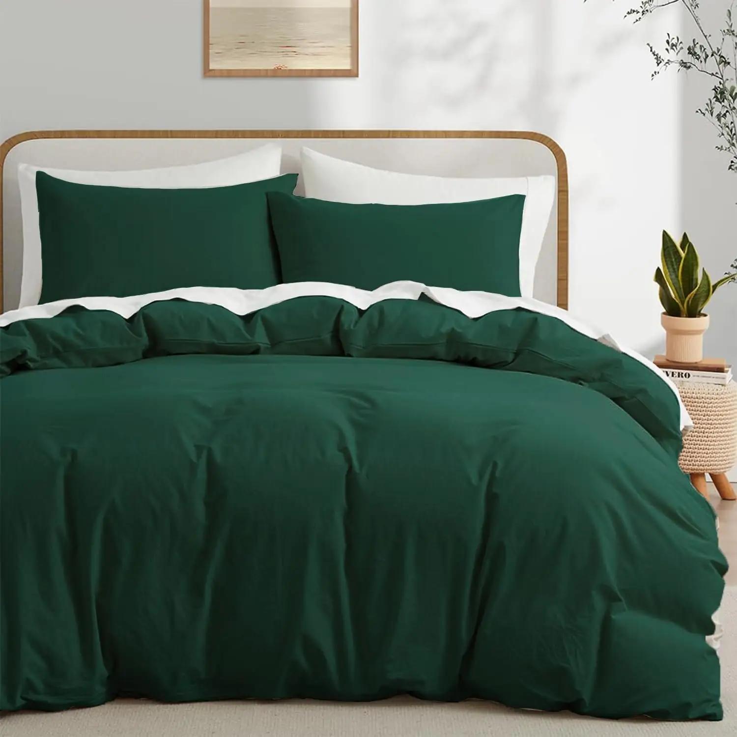 Gezu pehmest puuvillasest voodipesu 220×240 cm tumeroheline – detailne vaade