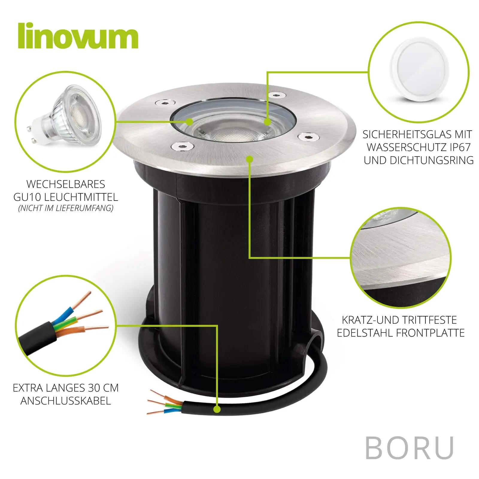 linovum vastupidav terrassivalgusti komplekt — teras, IP67 – pakend ja tarvikud