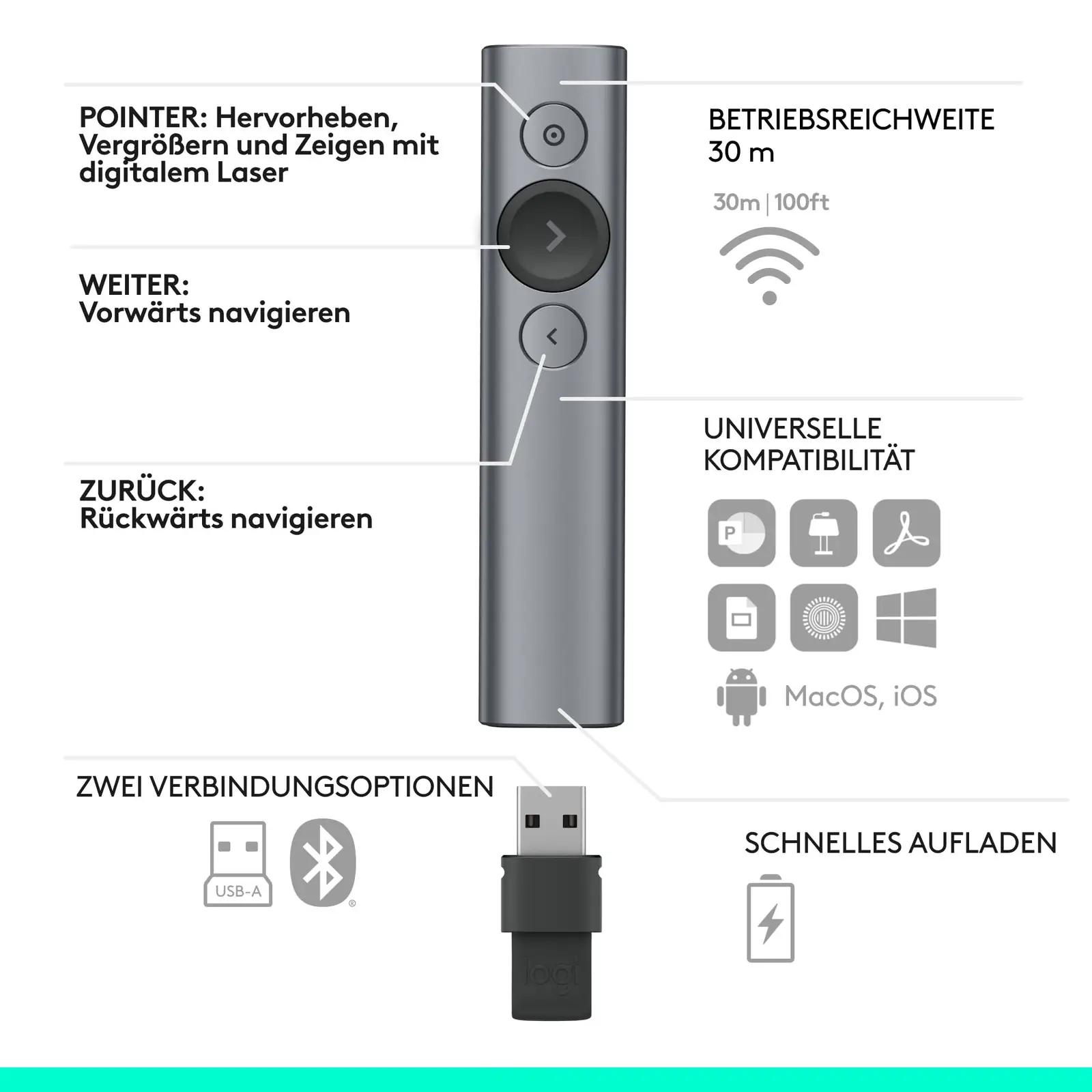 Logitech esitluskaugjuhtimispult mugava vibratsiooniga ja – pilt 9